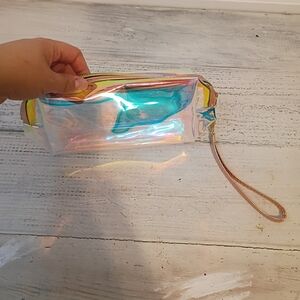 Source Unknown Iridescent Wristlet Pouch - Pink Teal Gold